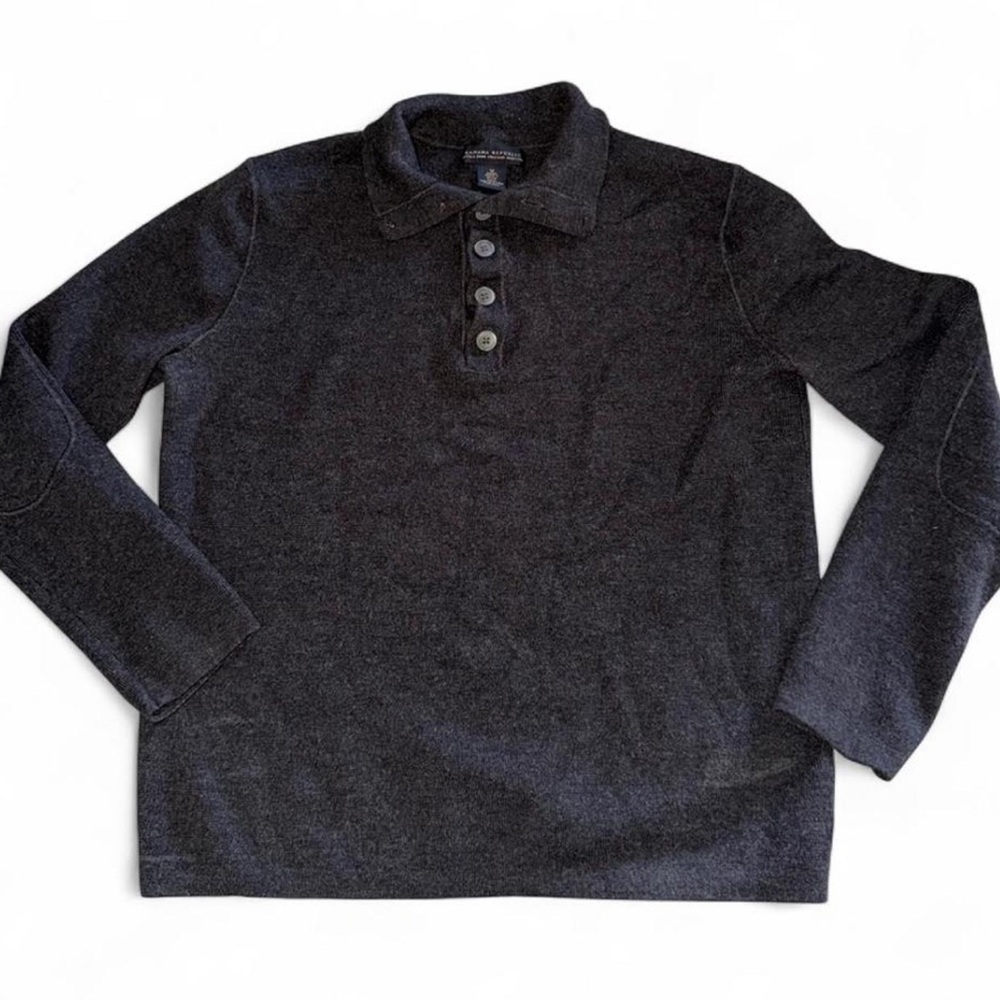 Banana Republic Women's Charcoal Button-Front Collar Sweater